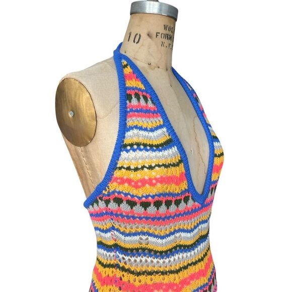 Princess Polly Multicolor Striped Knit Halter Mini Dress Size 6 - Picture 3 of 10